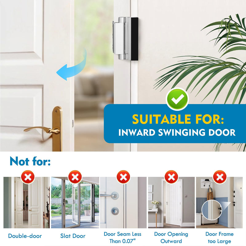 [Australia - AusPower] - DPD Home Security Door Reinforcement Lock - Child Proof Door Lock Flip Locks, 3 Pack Security Door Lock with 800lbs for Inward Swinging Door, Aluminum Finish -Silver 