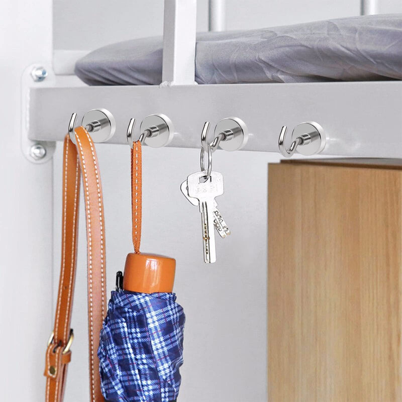 [Australia - AusPower] - MIKEDE Magnetic Hooks, 80 Lbs Heavy Duty Earth Magnets with Hooks for Cruise Cabin, 10 Pcs Strong Cruise Magnetic Hooks for Hanging, Metal Magnetic Hanger for Grill, Fridge, Kitchen 80LBS Magnetic Hooks 