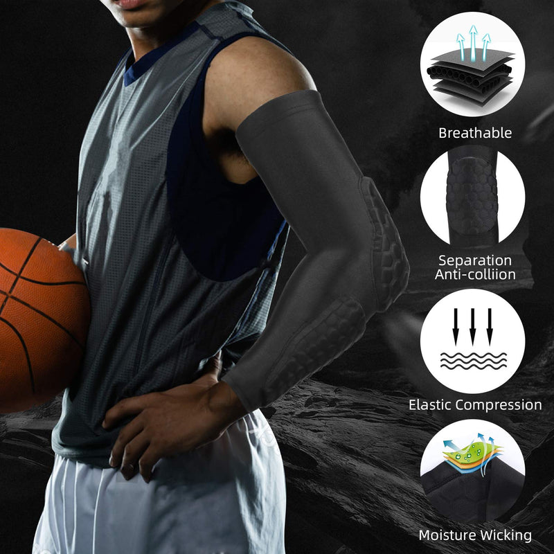 [Australia - AusPower] - GUOZI Arm Elbow Sleeves, [2 Pack] Honeycomb Crashproof Arm Elbow Pads, Basketball Shooting Sleeve for Sports Basketball etc. Medium 
