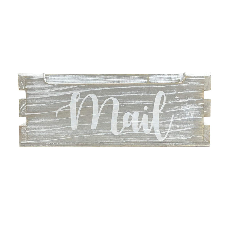 [Australia - AusPower] - Rustic Wood Tabletop Mail Holder Box, Desktop Mail Organizer, Farmhouse Mail Organizer Countertop, Mail Holder,Letter Holder, Mail Storage Box, Bill Coupon Organizer, Letter Sorter Tray, Grey 