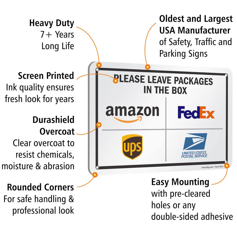 [Australia - AusPower] - SmartSign 7 x 10 inch “Please Leave Packages in The Box - Amazon, FedEx, UPS, USPS” Delivery Instructions Metal Sign, 40 mil Laminated Rustproof Aluminum, Multicolor 