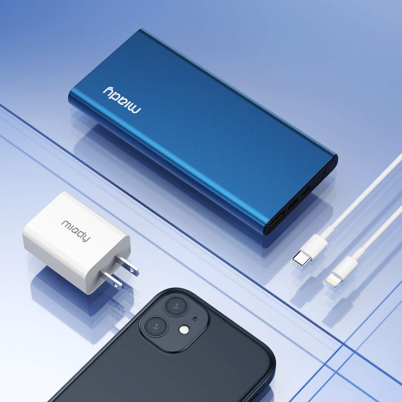 [Australia - AusPower] - Miady 10000mAh USB-C 18W PD 3.0 Portable Charger, Fast Charging Power Bank/w Mfi Certified Lightning Cable and 18W PD Charger, External Battery Pack for iPhone 13/13 Pro/Max/12/12 Pro/Max/11, etc 