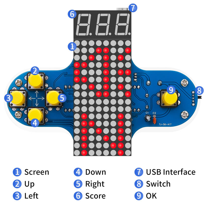 [Australia - AusPower] - DIY Soldering kit for Electronics : Classic Game Console Soldering Practice Kit Build Your Own Games Console Projects with USB Cable and Acrylic Case for STEM School Education Beginners Teenagers Blue 
