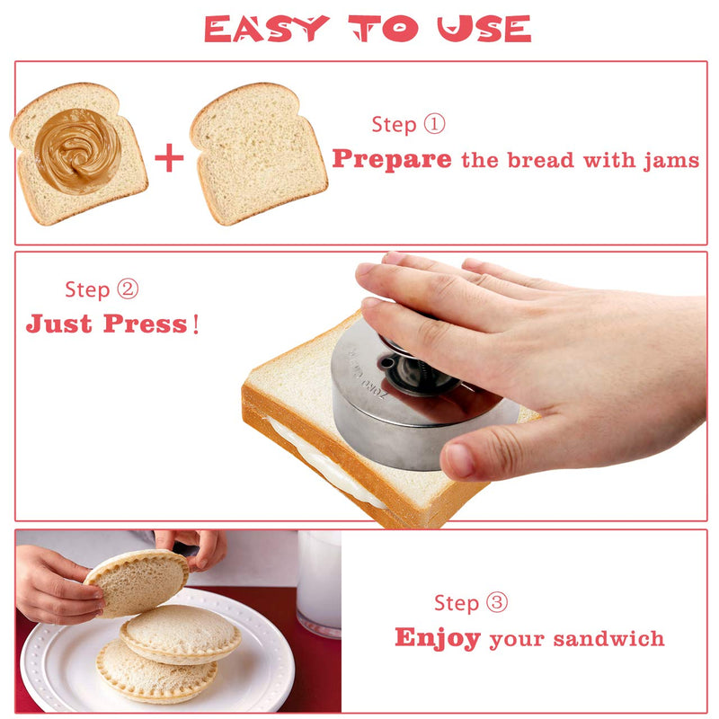 [Australia - AusPower] - Sandwich Sealer, Sandwich Cutter and Sealer, Food-Grade 304 Stainless Steel Sandwich Sealer, Uncrustables Peanut Butter and Jelly Sandwiches Tool/PBJ Cutter, Uncrustable Sandwich Maker 