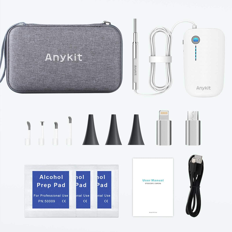 [Australia - AusPower] - Anykit Ear Wax Removal Tool, HD Otoscope Ear Cleaner for iPhone & Android, Ultra Clear View Ear Camera with Ear Wax Remover, Ear Endoscope with LED Lights, Ear Cleaning Camera with Ear Spoon 