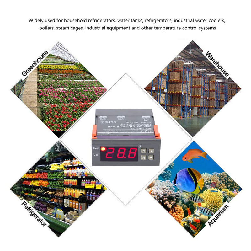 [Australia - AusPower] - Thermostat MH1210F AC110V Digital Temperature Control Controller Thermostat -58~194℉ Fahrenheit Temperature Sensor 
