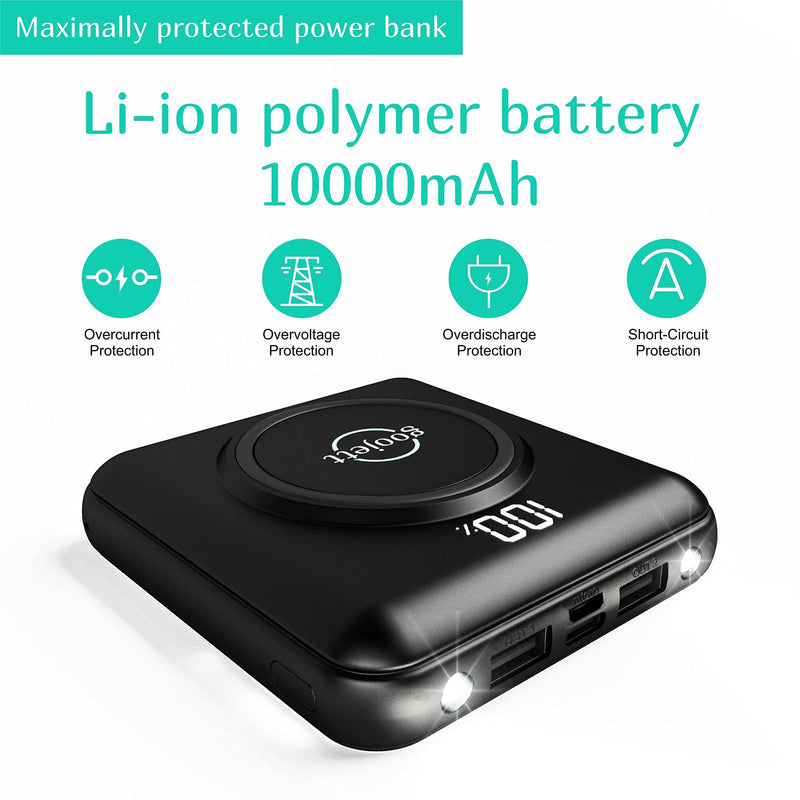 [Australia - AusPower] - Wireless Portable Charger Power Bank 10000mAh Portable Phone Charger,iPhone Charger with Built in 4 Cable, USB-C-Wireless Charging External Battery Pack Backup Compatible with iPhone, Samsung, iPad 1 