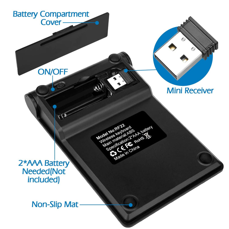 [Australia - AusPower] - Wireless Number Pads, Numeric Keypad Numpad 22 Keys Portable 2.4 GHz Financial Accounting Number Keyboard Extensions 10 Key for Laptop, PC, Desktop, Surface Pro, Notebook Black 