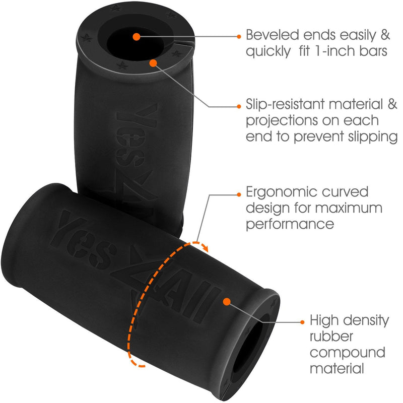 [Australia - AusPower] - Yes4All Thick Rubber Grips, Ez Barbell Grips, Outer Dimension 2.0 inches, Biceps Curl, Triceps Exercise,Wrist Strap Best with Barbell, Dumbbell & Weight Lifting 