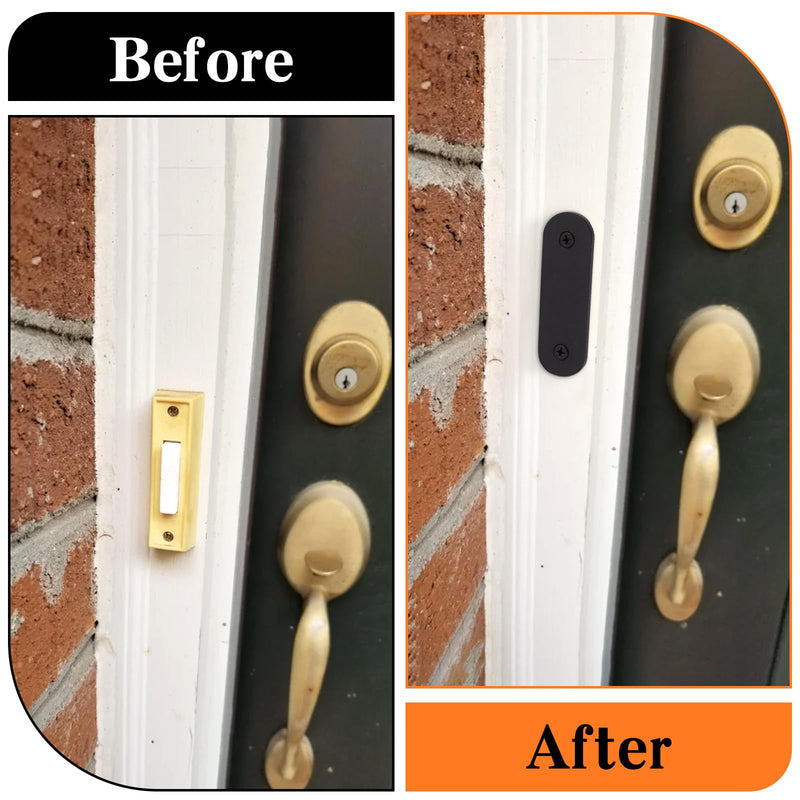 [Australia - AusPower] - Doorbell Cover Plate, Metal Doorbell Blanking Plate Cover, Doorbell Button Cover Chime Guard Plate, Doorbell Faceplate Hole Cover for Wall Outside, Weather Resistant, Aesthetic Decoration - Black 