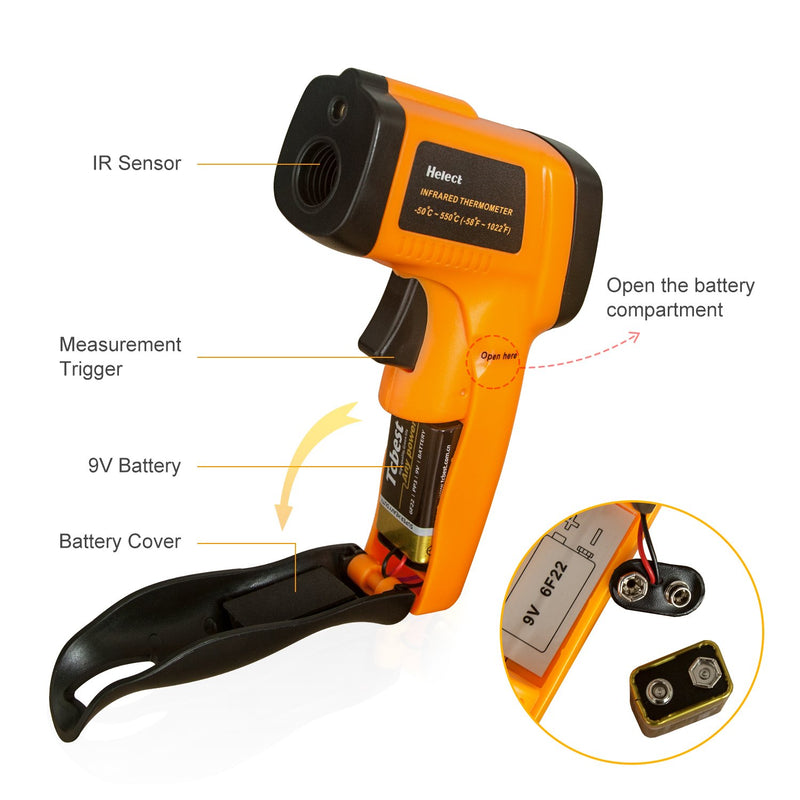 [Australia - AusPower] - Helect (NOT for Human) Infrared Thermometer, Non-Contact Digital Laser Temperature Gun -58°F to 1022°F (-50°C to 550°C) with LCD Display 