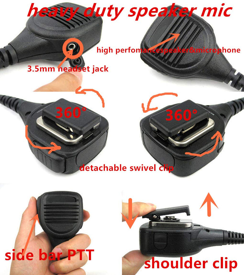 [Australia - AusPower] - Lapel Shoulder Mic Heavy Speake Mic Compatible with Motorola Radio XTS1500 XTS2500 XTS3000 XTS3500 XTS5000 XTS5000r JT1000 HT1000 MTS2000 MTX9000 MTX960 GP9000 GP900 GP1200 Two Way Radio 