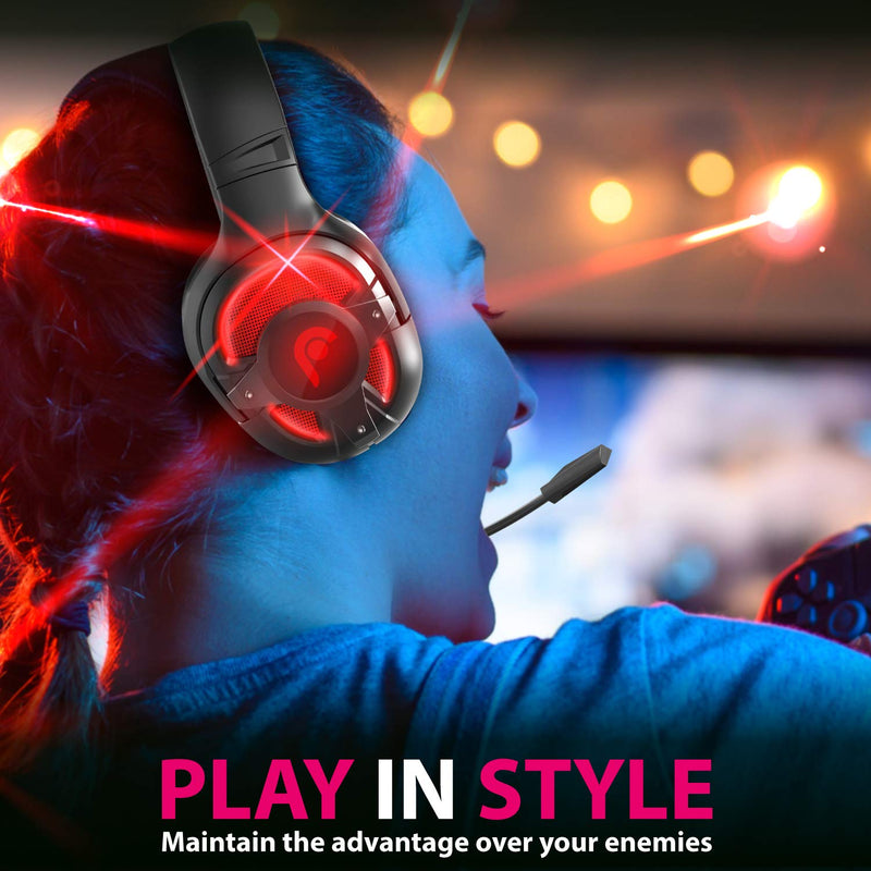 [Australia - AusPower] - Fosmon Gaming Headset with Detachable Microphone, (50mm NdFeb Magnetic Driver) Strong Bass Over Ear Headphone with Ergonomic Headband Compatible with Xbox PS5 Nintendo Switch PC Laptop Desktop Mac 