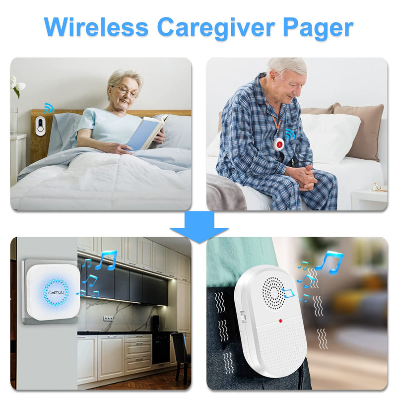 [Australia - AusPower] - CallToU Wireless Caregiver Pager Nurse Call Alarm Wireless Call Button Pager Elderly,Buzzer Elderly,Nurse Alert Button for The Elderly,paralyzed Patients,Pregnant Women 2+2 