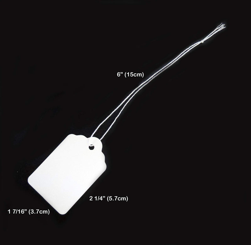 [Australia - AusPower] - Label Tags with String Attached - 2 1/4” x1 7/16”, Pack of 500, Pre-Strung Hanging Merchandise Blank Tags 