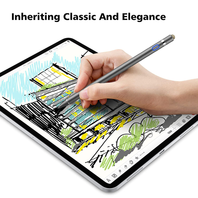 [Australia - AusPower] - MoKo Stylus Pen for iPad, 2 in 1 Rechargeable Digital Pen fit Apple 2021 iPad Mini 6th Generation, iPad 8th/9th Gen 2021 iPad Pro 11/12.9 Inch (2018-2021),iPad Air 4th, iPad 6/7th - Space Gray 