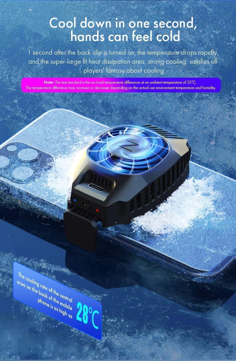 [Australia - AusPower] - New Designing Phone Cooler with Wireless Charging 10W for iOS and Android Phone-Cooling Fan Designed for Gaming Phone,Suitable for 4-7in Phone Heat Radiation 