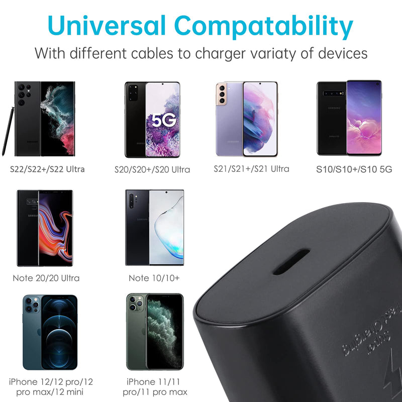 [Australia - AusPower] - USB C Wall Charger, 25W Super Fast Type C Charger for Samsung Galaxy S22/S22 Ultra/S22+/ S21/S21Ultra/S21+/ S20/Note20 Ultra/Note 10/Note10+, Android Phone Charger with 5FT Fast Charging Cable 