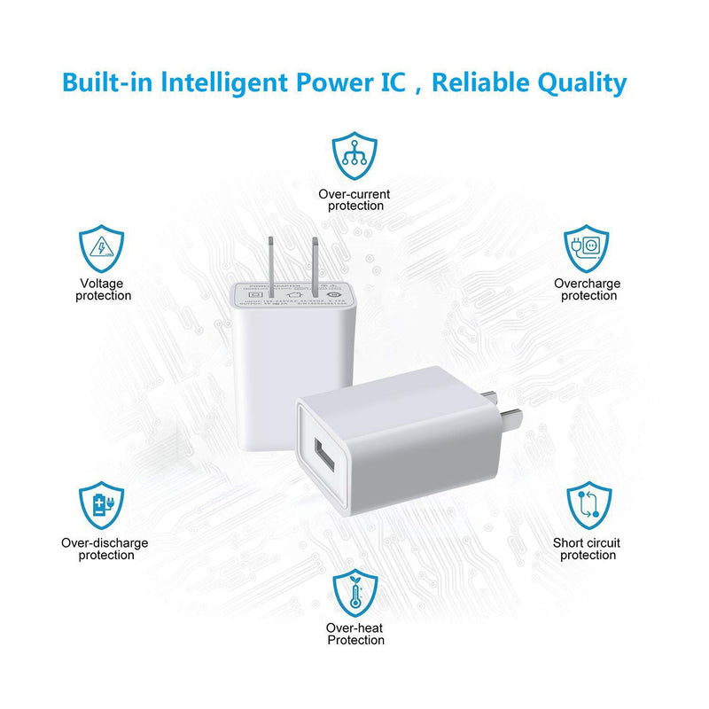 [Australia - AusPower] - USB Wall Charger FOBSUNLAND. USB Wall Plug 5V 2.1A AC Power Adapter Compatible with iPhone,Pad,Samsung,Tablet,Kindle and More (White 2pack) 