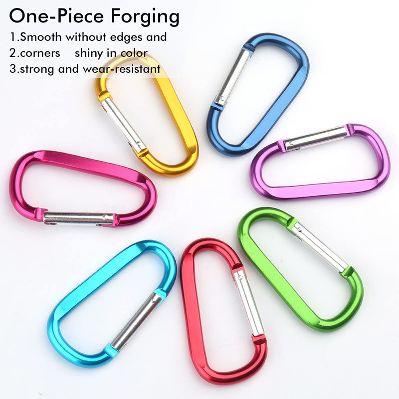 [Australia - AusPower] - 6PCS Carabiner Caribeaner Clip,3" Large Aluminum D Ring Shape Carabeaner with 6PCS Keyring Keychain Hook 2 Blue+2 Purple+2 Green 