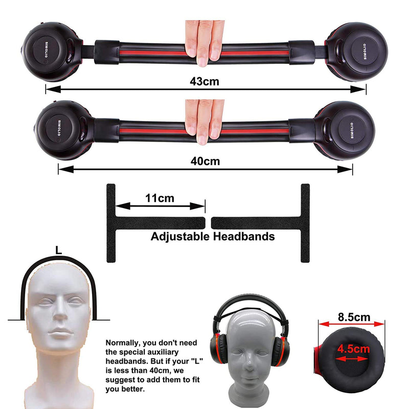 [Australia - AusPower] - SIMOLIO IR Wireless Headphones for Car DVD Player Headrest Video, On-Ear Infrared Headphones Headset Universal, w/Storage Bag & 3.5mm Aux Cord, 2 Channel Automotive IR Headphone, Foldable and Durable red & black 