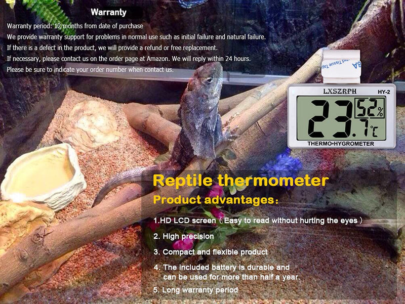 [Australia - AusPower] - GXSTWU Reptile Hygrometer Thermometer LCD Display Digital Reptile Tank Hygrometer Thermometer with Hook Temperature Humidity Meter Gauge for Reptile Tanks, Terrariums, Vivarium 2 packs 