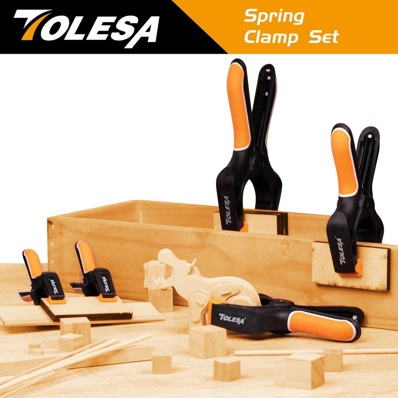 [Australia - AusPower] - TOLESA 4-Inch Spring Clamps Powerful Force 8-Piece Nylon Clamp with Double Layer Handle for Gluing, Clamping and Securing 4 Inch 