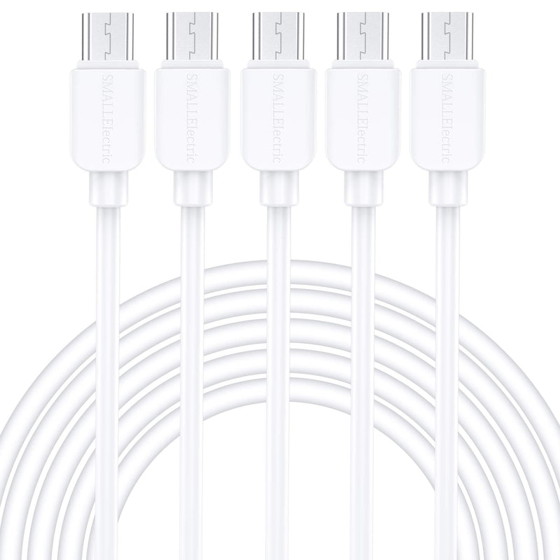 [Australia - AusPower] - Micro USB Cable (5-Pack, 6FT) Android Charger, SMALLElectric Micro USB Charger Cable Long Android Phone Charger Cord for Samsung Galaxy S7 S6 Edge J7 S5,Note 5 4,LG 4 K40 K20,MP3,Kindle,Tablet,White 5PACK 6FT 