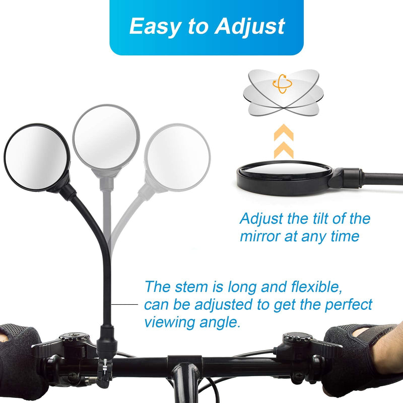 [Australia - AusPower] - Coitak Bike Mirror, Adjustable Handlebar Rear View Mirrors, 2 PCS Convex Mirror Universal For Bike Bicycle 