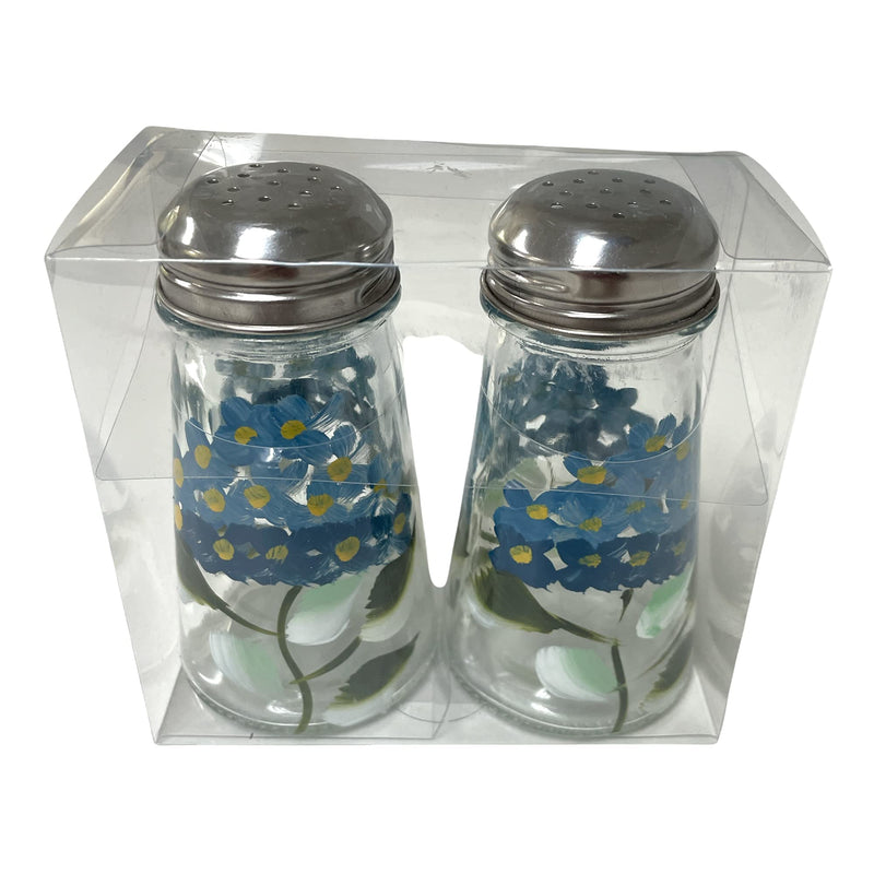 [Australia - AusPower] - Hand Painted Tapered Blue Hydrangeas Salt and Pepper Shaker Set 