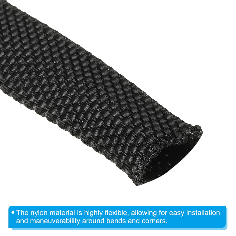 [Australia - AusPower] - PATIKIL 0.8" Flat Dia 3.3FT Nylon Protective Hose Sleeve, Cable Cover Sheath Protection for Welding Tig Torch Hydraulic Hose, Black 0.8 in x 3.3FT 