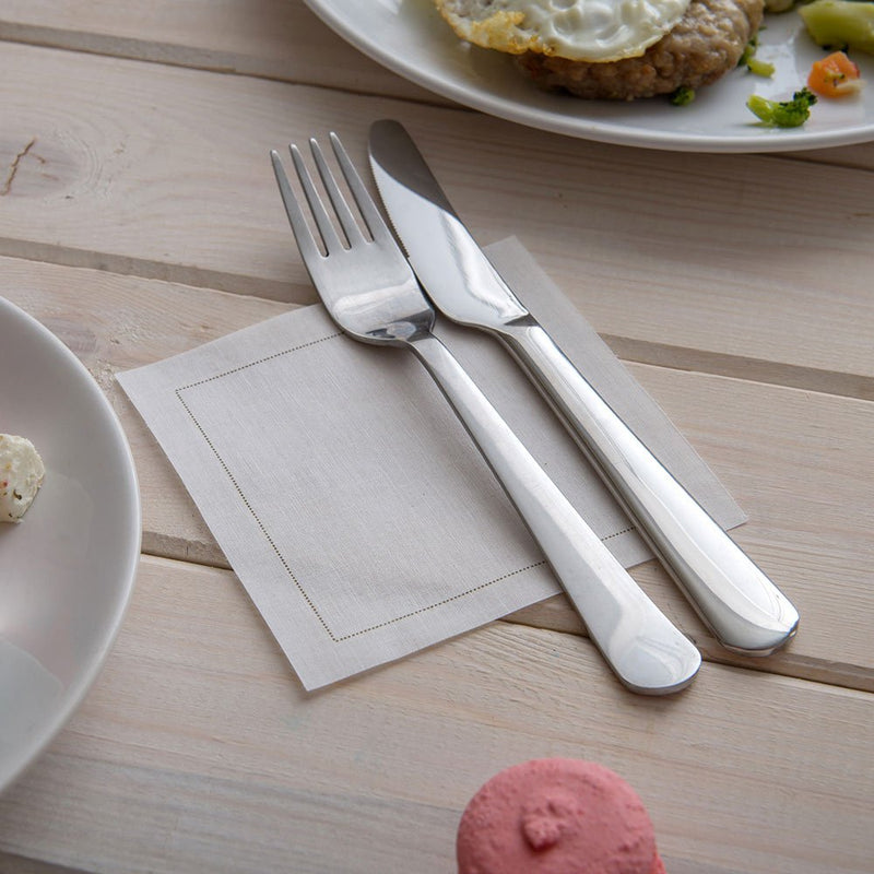 [Australia - AusPower] - Napluxe Organic Cotton Cocktail Beverage Napkins - Soft and Durable 4.5" x 4.5" Ecru Paper Napkins - Disposable and Recyclable - 50-CT Roll- Restaurantware Ecru w/ Black Stitch 