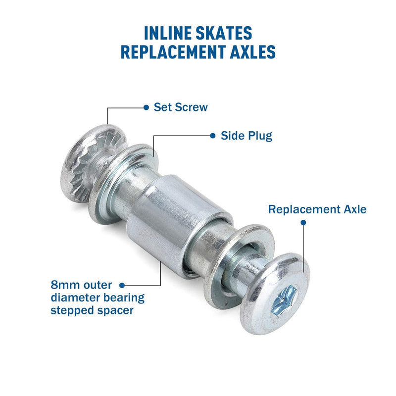[Australia - AusPower] - TOBWOLF Inline Skate Axle Spacer Screw Replacement, Aluminum Alloy Rollerblade Skate Wheel Bearing Spacer, Roller Skate Replacement Accessories with Axle & Axles Screws & Wrench 6mm Axle + 6mm Frame Spacer + 8mm Wheel Spacer 