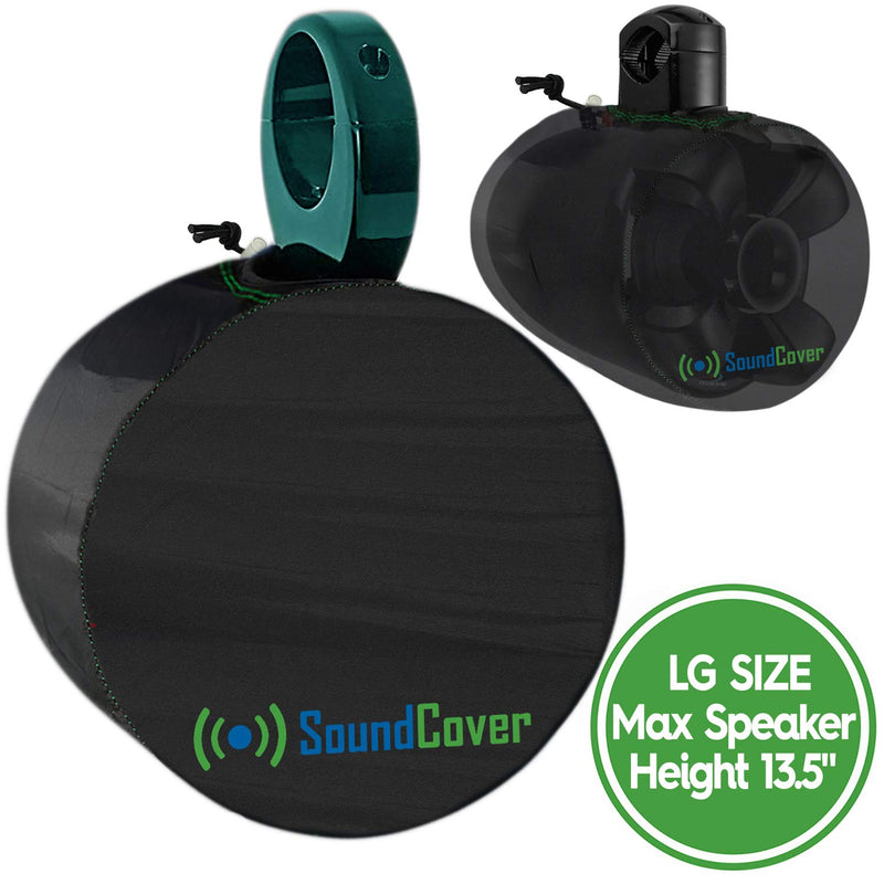 [Australia - AusPower] - Extra Large Black Marine Wakeboard Tower Pod Speaker Storage Covers for Large Round Boat Speakers - Cover Size Dimensions: Height 14" x Width 14" x Depth 12.8” - Check Dimensions Before Ordering 