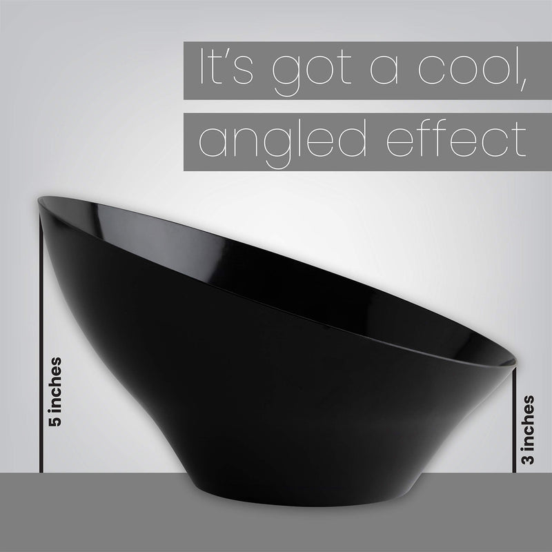 [Australia - AusPower] - Plasticpro Disposable Angled Plastic Bowls Round Small Serving Bowls, Party Snack or Salad Bowl, Heavy Duty, Elegant Black, pack of 8 