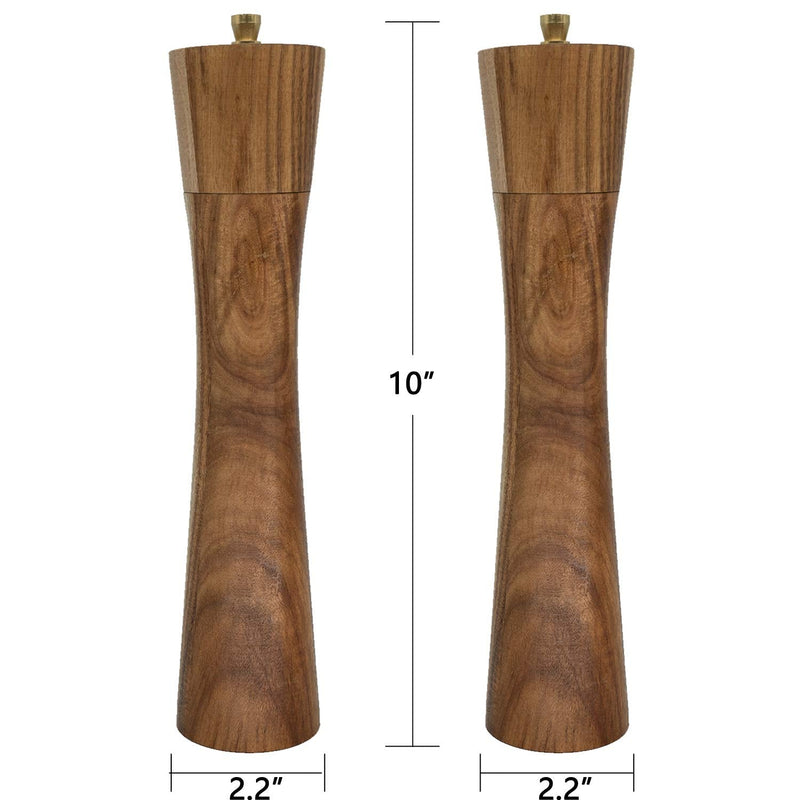 [Australia - AusPower] - Wooden Pepper Grinder,10Inch pepper mill Acacia Wood salt pepper grinder refillable with Adjustable Coarseness, salt and pepper shaker Tableware Gifts1PC Acacia Wood 10" 1PC 