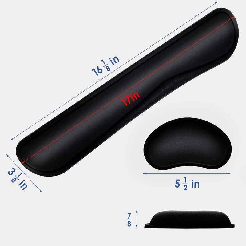 [Australia - AusPower] - Mouse Wrist Rest Pad 17" Keyboard Wrist Rest Support Bar Memory Foam Set for Easy Typing Wrist Pain Relief Ergonomic Design Durable Lightweight Anti-Skid Wrist Cushion for Office/Gaming/PC/Laptop/Mac 