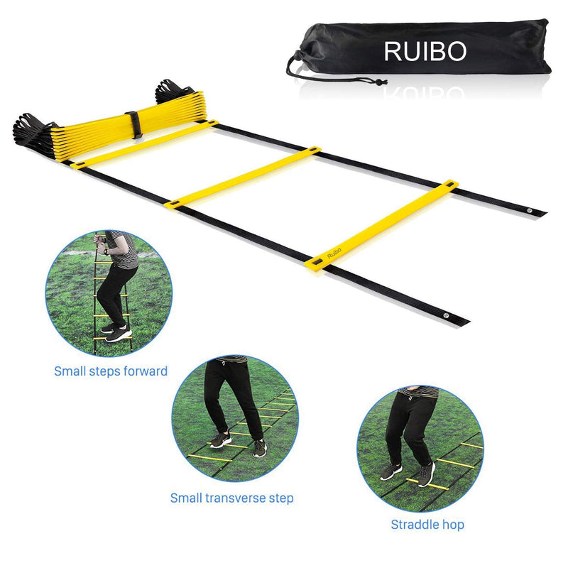 [Australia - AusPower] - Agility Ladder Speed Training Equipment/Speed Ladders for Football, Soccer & Other Sports - 20 Feet Length 12 Adjustable Rungs 