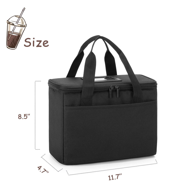 [Australia - AusPower] - Trunab Reusable 3 Cups Drink Carrier for Delivery with Adjustable Dividers, Insulated Drink Caddy Holder Bag for Take Out, Beverages Carrier Tote with Handle for Outdoors Black 