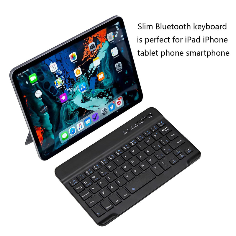 [Australia - AusPower] - Ultra-Slim Bluetooth Keyboard Portable Mini Wireless Keyboard Rechargeable for Apple iPad iPhone Samsung Tablet Phone Smartphone iOS Android Windows (7 inch Black) 7 inch Black 