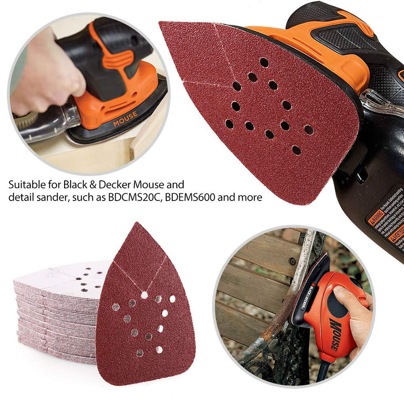 [Australia - AusPower] - 60 Grit Sanding Pads for Black and Decker Mouse Sanders, 12 Holes Hook and Loop Sandpaper - LotFancy Detail Palm Sander Sanding Sheets, Pack of 50 60 Grit 