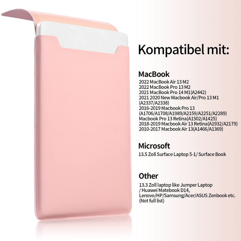 [Australia - AusPower] - 13.3-14" Laptop Sleeve, Padded Laptop Case, Thin Portable Versatile Laptop Case Bag Compatible with Laptop 2022 Pro 14 inch/2015 Pro 13.3 inch/2015 Air 13.3 inch (Light Pink) Light pink 