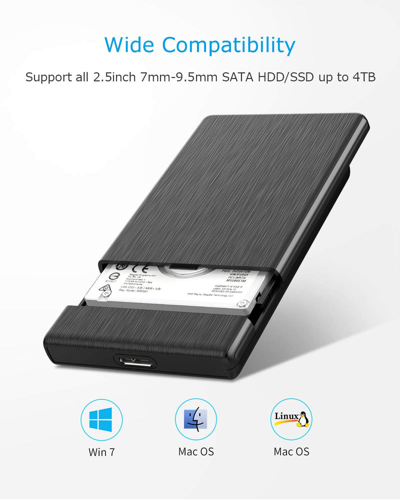 [Australia - AusPower] - ORICO USB3.0 to SATA III 2.5" External Hard Drive Enclosure for 7mm and 9.5mm 2.5 Inch SATA HDD/SSD Tool Free [UASP Supported] Black(2189U3) USB 3.0 