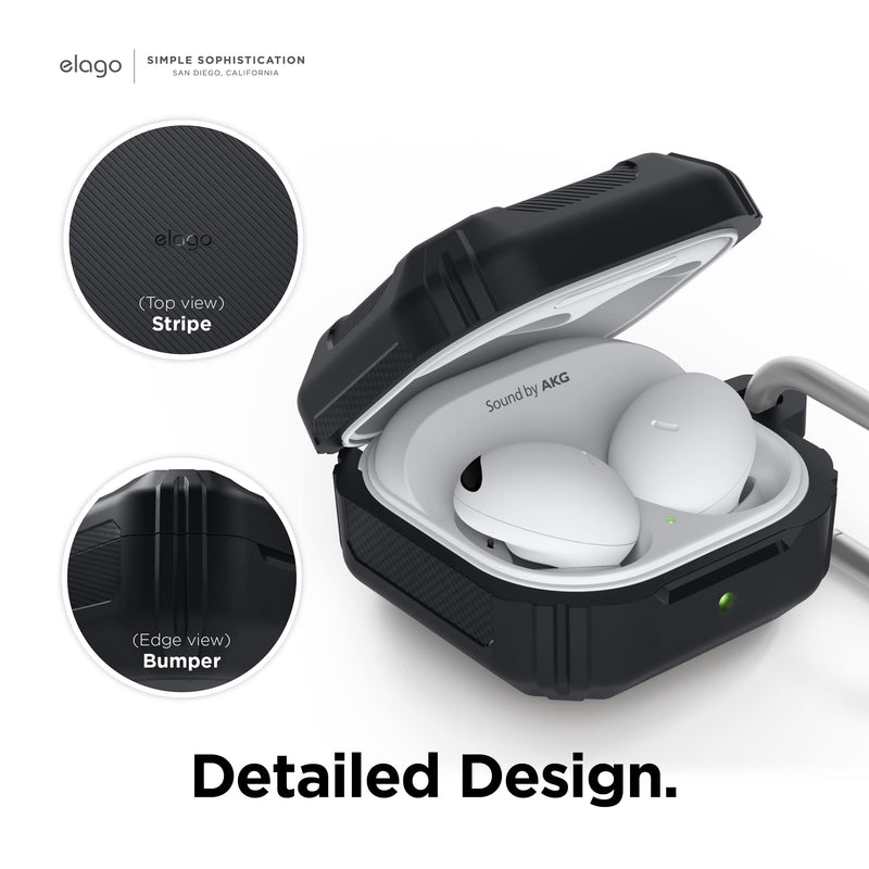 [Australia - AusPower] - elago Armor Case Compatible with Samsung Galaxy Buds 2 Pro Case (2022) / Galaxy Buds 2 Case (2021) / Galaxy Buds Pro Case (2021) / Galaxy Buds Live Case (2020) [US Patent Registered] [Black] Black 