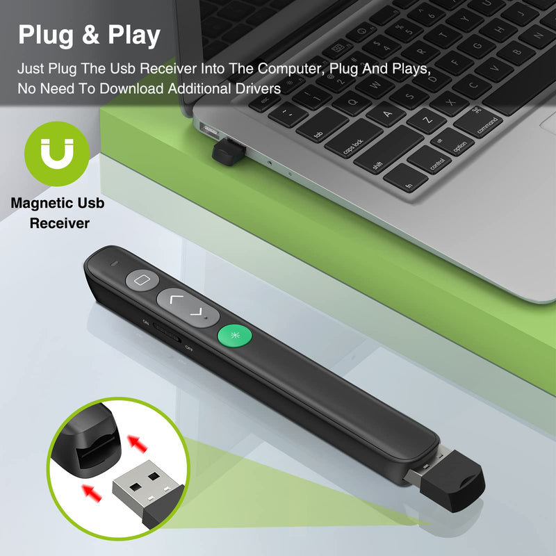 [Australia - AusPower] - Presentation Clicker Wireless Presenter Remote Powerpoint Clicker with Green Light Pointer Cat Toy, Slide Advancer PPT Clicker for PowerPoint Presentations Remote USB Control for Mac, Laptop,Computer 