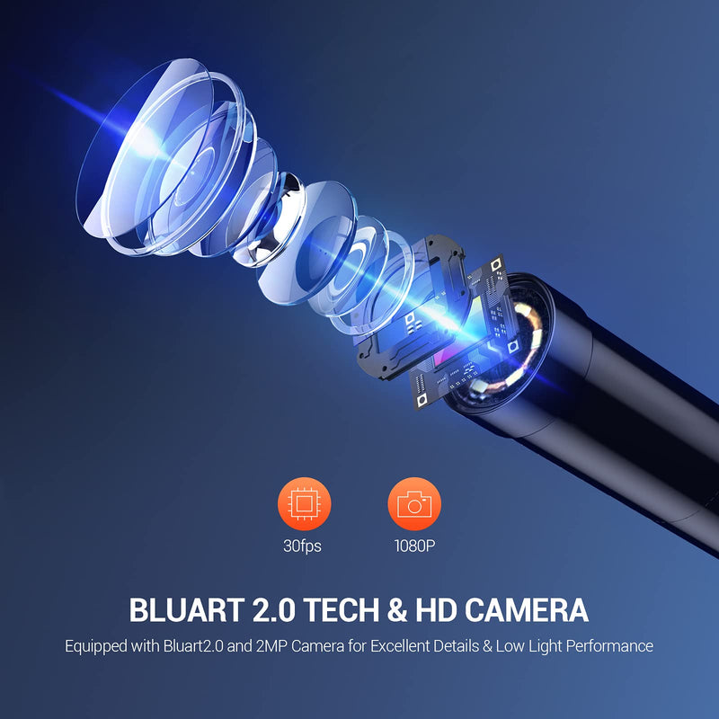 [Australia - AusPower] - DEPSTECH Industrial Endoscope, 5.5mm 1080P HD Digital Borescope Inspection Camera 4.3 Inch LCD Screen IP67 Waterproof Snake Camera with 6 LED Lights, 16.5FT Semi-Rigid Cable,32GB Card and Helpful Tool Black 