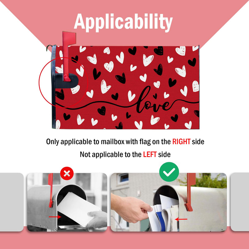 [Australia - AusPower] - FBCOO Valentine's Day Red Mailbox Cover Magnetic Standard Size 21"x19", Black White Love Heart Decorative Post Letter Box Wrap Decor, Anniversary Wedding Holiday Garden Yard Outdoor Decoration Black and White Hearts 