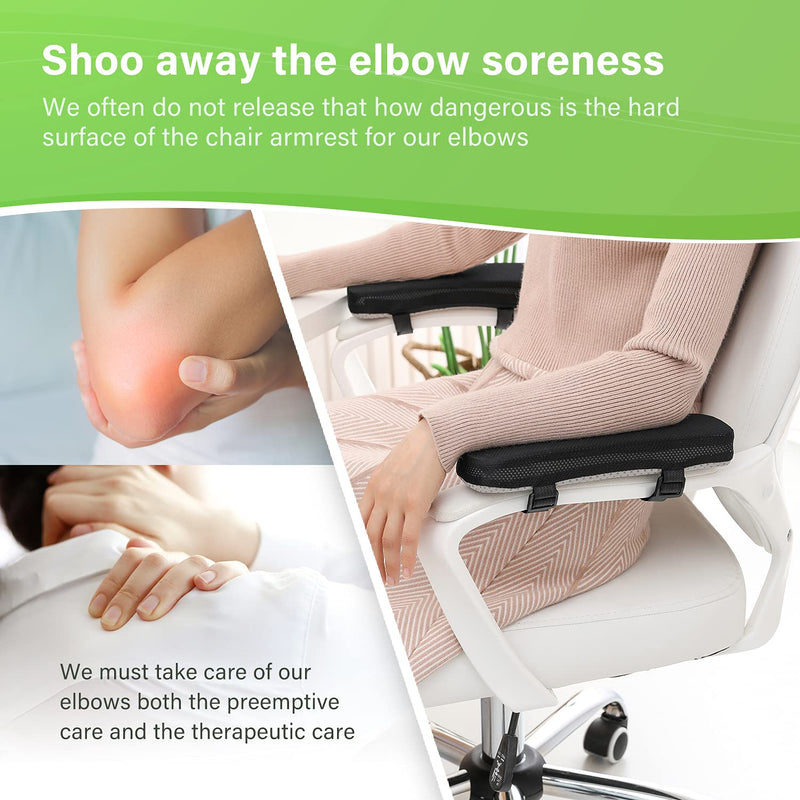 [Australia - AusPower] - LargeLeaf Chair Armrest Cooling Gel Cushions Elbow Pillow Pressure Relief Office Chair Gaming Chair armrest with Memory Foam armrest Pads 2-Piece Set of Chair 