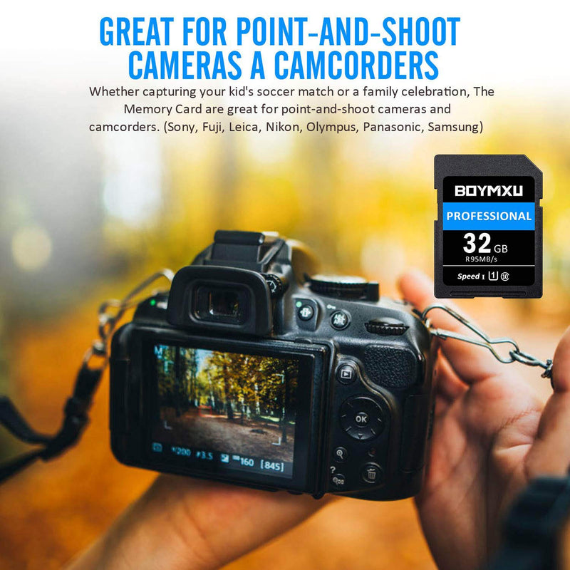 [Australia - AusPower] - 32GB Memory Card, BOYMXU Professional 1000 x Class 10 UHS-I U3 Memory Card Compatible Computer Cameras and Camcorders, Memory Card Up to 95MB/s, Blue/Black 32GB BLUE 