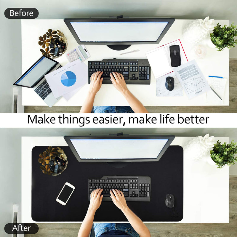[Australia - AusPower] - Black/Gray Dual Sided PU Leather Desk Pad, 2021 Upgraded Sewing Laptop Mat, Waterproof Large Mouse Pad, Non-Slip Writing/Painting Mat Desk Blotter Protector for Office/Home 31.5"x15.8" (80x40cm) Black/Gray 
